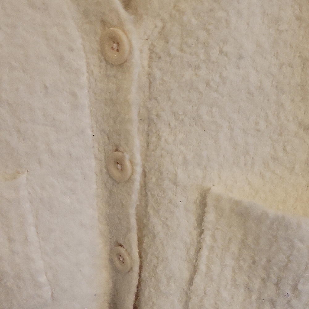 Aerie SzLG Cozy Fuzzy White vneck long sleeve button-down Cardigan pockets - Picture 5 of 7